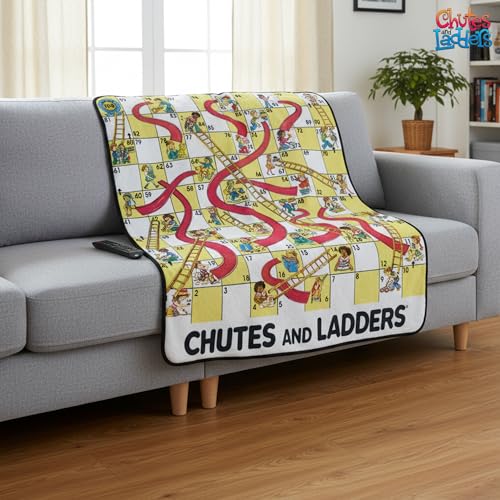 Chutes & Ladders Blanket | Chutes & Ladders Game Board | Giant Chutes and Ladders Throw Blanket Board Game | 60" X 60" | Officially Licensed