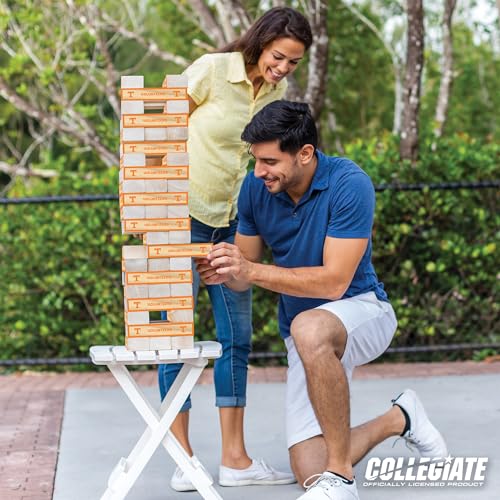 Wild Sports NCAA Giant Stacking Wooden Blocks – Tumbling Tower Classic Family Game Stacks Over 5 ft. High – Great Gift for Any College Football Fan!