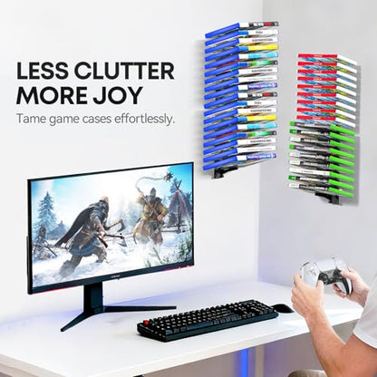 Video Game Storage Wall Mount for Switch/PS5/PS4/Switch2/XBX Game Case Holder, Gaming Shelf Mount Gamecase Organizer Up to 36PCS, Wall-Mounted Gaming Display Stand Tower for Gift, 4 Pack, Black - size: 4 Packs