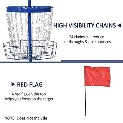 Soozier Portable Disc Golf Basket Target with 24-Chain, Travel Bag