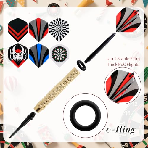 Soulchen 153 Pcs Dartboard Sets -1 Soft Tip Dartboard 12 Soft Tip Darts 100 Extra Dart Tips 18 Tails 2 Flight Protectors 20 Rubber Rings for Birthday Gifts Indoor Game Party Games