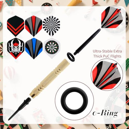 Soulchen 153 Pcs Dartboard Sets -1 Soft Tip Dartboard 12 Soft Tip Darts 100 Extra Dart Tips 18 Tails 2 Flight Protectors 20 Rubber Rings for Birthday Gifts Indoor Game Party Games