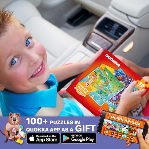 QUOKKA Magnetic Puzzles for Kids Ages 4-6 – 36 Pieces Sudoku Toddler Puzzles Ages 2-4 – Travel Games for Kids 3-5 – Map USA Space World Toddler Travel Toys – Car Airplane Road Trip Games for Childrens - style: 3. MAPS 36 PCS