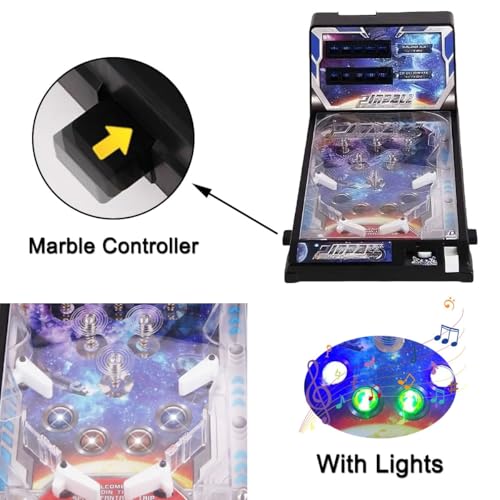 Exciting Space Theme Pinball Machine, Tabletop Electronic Pinball Game, Desktop Ball Shooting Toy with Lights Sounds, Arcade Pinball Favor