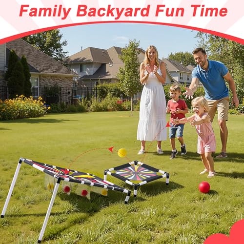 Seenelling Toss and Bounce Game Set Spring Toss Bounce Ball Game Include 6 Foam Bouncy Balls,1 Scoring Target, and 1 Scoring Target for Boys Girls Adults
