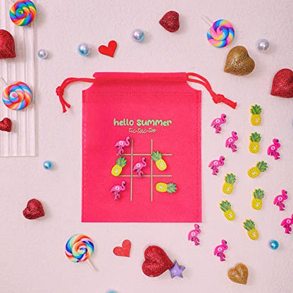 Sotiff 36 Sets Hawaiian Flamingo Party Favors Bulk Summer Tic Tac Toe Game Luau Party Decorations Pineapple Themed Birthday Supply - style: Flamingo