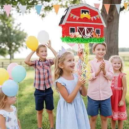 WERNNSAI Red Farm Animal Piñata - Farm Baby Shower Decorations Animal Piñata Party Game for Kids Birthday Celebrations Milk Farm Party Favor Supply with Bat Blindfold - style: Farm Animal
