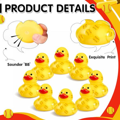 Amyhill 24 Sets Mini Softball Rubber Ducks Gifts Sport Party Favors Tabletop Decoration for Coach Team Gifts Club Gift Player Team Events Decorations Birthday Party Supplies - style: Softball