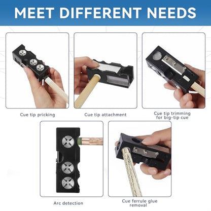 11-in-1 Pool Cue Tip Shaper, Upgraded Billiards Pool Cue Tip Tool, Pool Cue Tips Replacement Kit, Pool Cue Accessories for Replacement and Shaping Cue Tips