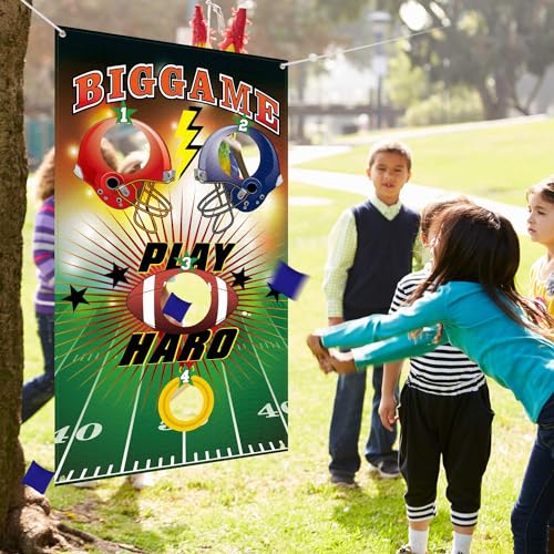 Blulu Football Toss Target Games Bean Bag Toss Game with 3 Bean Bags Football Party Decorations Indoor and Outdoor Party Game for Boys Adults Family Birthday Party Supplies
