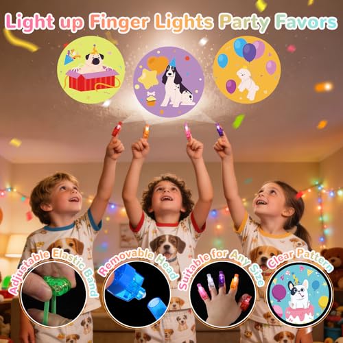 36 Pack Puppy Party Favors LED Finger Lights, Glow in the Dark Dog Birthday Pinata Party Supplies, Goodie Bag Stuffers Classroom Treasure Box Prizes for Kids - style: puppy birth