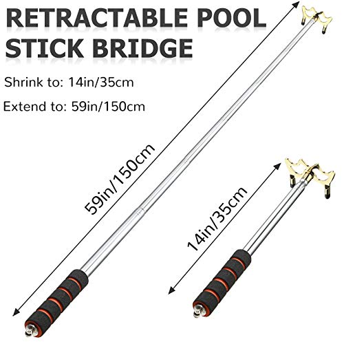 Skylety Pool Cue Snooker Stick Pool Table Accessories Retractable Billiards Cue Rest with Removable Brass Bridge Head - style: Low Bridge Head