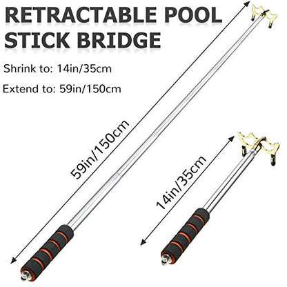 Skylety Pool Cue Snooker Stick Pool Table Accessories Retractable Billiards Cue Rest with Removable Brass Bridge Head - style: Low Bridge Head
