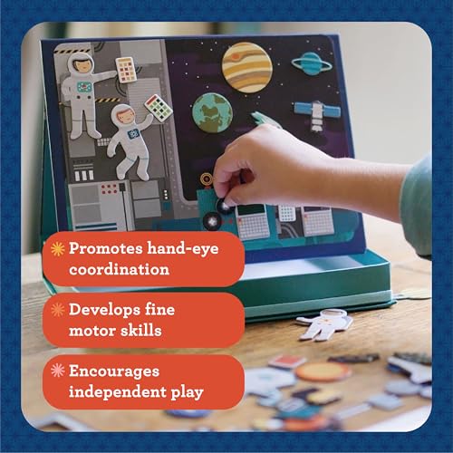 Petit Collage Outer Space Play Scene Mix and Match Magnetic Pieces, Ages 3+, 2 Scenes and 54 Pieces - color: Mag Play Scene Outer Space