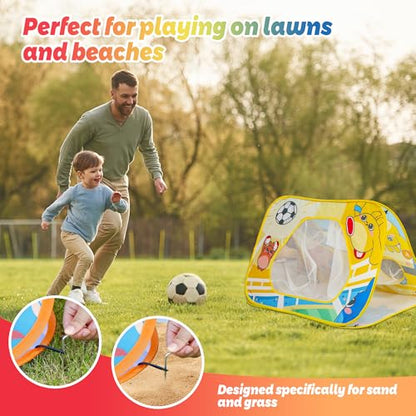 Giant 3 in 1 Bean Bag Toss Game for Kids, Toddler Outdoor Toss Toys for 2 3 4 5 6 7 8 Year Old Boys Girls, Family Party Supplies, Cornhole Party Carnival Games, Lawn Backyard Outside Birthday Gifts - style: Soccer goal Combo