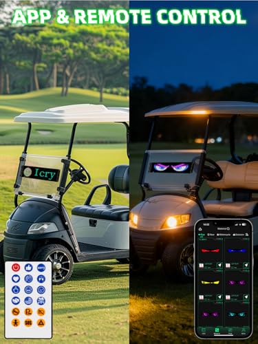 24 "* 5" Golf Cart Devil Eyes Light Sign,LED Sign for Store, Programmable Flexible LED Matrix Panel with APP and Remote Control,Pre-Made Animations & Customizable - size: 24"*5"