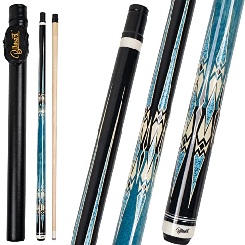 Pool Cue Stick, Billiard Cue Sticks with Hard Case, 2-Pieces 58" Pool Table Sticks, 13 mm Tip Pool Queue, 19-21 oz Pool Que - color: Blue, size: 21 oz