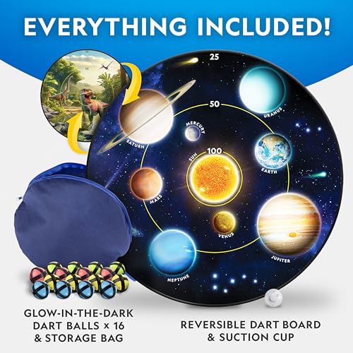 National Geographic Kids Glow in The Dark Dart Board for Kids - Dart Ball Game Set with 28" Reversible, Glowing Dartboard and Sticky Balls, Indoor Games - style: Glowing Dartboard Set