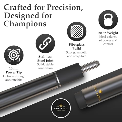Cue-King Ultra Professional Pool Cue, 2 Piece 58” 20oz 13mm Premium Tip, Pool Stick, Pool Sticks, Pool Cues, Cue Stick, Pool Cue Stick, Taco De Billar, Pool Table Stick, Billiard Cue Stick