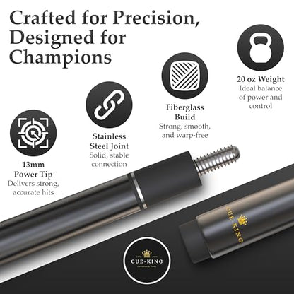 Cue-King Ultra Professional Pool Cue, 2 Piece 58” 20oz 13mm Premium Tip, Pool Stick, Pool Sticks, Pool Cues, Cue Stick, Pool Cue Stick, Taco De Billar, Pool Table Stick, Billiard Cue Stick