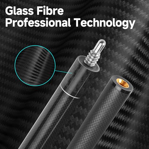 HomeSeason Glass Fibre Pool Cue Stick 58" Billiard Cue Sticks Professional Low Deflection Pool Sticks - color: B with bag
