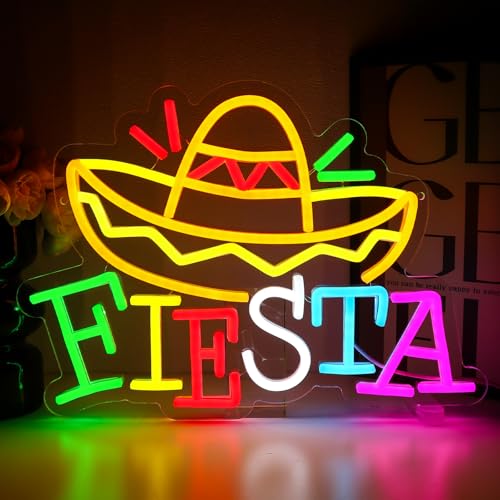 Fiesta Neon Sign for Wall Decor, Mexican Led Signs for Fiesta Party, USB Dimmable Religious Neon Lights for Taco Bar Restaurant Kitchen Gathering Church Home Bar Celebration Decoration - style: Fiesta