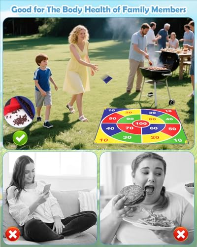 Outdoor Giant Tic Tac Toe Yard Games Double-Sided with Bean Bag Toss Mat, 26" Dart Board with Sticky Balls, Soft Plastic Cones Ring Toss Game for Kids Adults Family Indoor Outside Carnival Lawn Games - size: TG-8