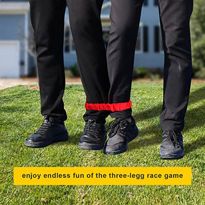 AIEX 10pcs 3 Legged Race Bands for Adults Kids, Colorful Legged Race Bands Elastic Tie Rope with Magic Adhesives for Relay Race Game, Field Day, Backyard, Team Games (5 Colors)