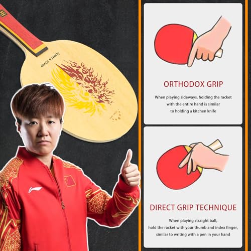 YAN-Wang Professional Ping Pong Paddle,Oneside is External and Otherside is Built-in Arylate Carbon Table Tennis Racket,for Intermediater and Advanced Players or Enthusiast (Single Racket)