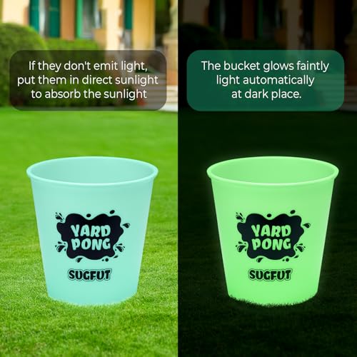 Yard Pong Outdoor Games, Giant Yard Games Set with 12 Buckets and Balls for Adults and Family, Toss Game Throwing Games for Beach, Camping, Lawn and Backyard - color: green