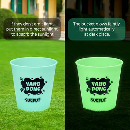 Yard Pong Outdoor Games, Giant Yard Games Set with 12 Buckets and Balls for Adults and Family, Toss Game Throwing Games for Beach, Camping, Lawn and Backyard - color: green