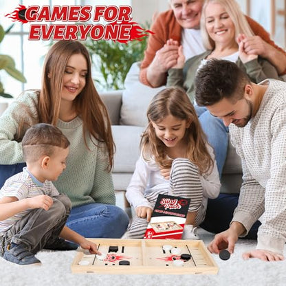 Large Fast Classic Slingshot Puck Game, Wooden Hockey Board Games for Family Night, Table Game for Adults and Kids, 2 Player Games for Ages 6 and Up, Test Speed and Accuracy, Air Hockey