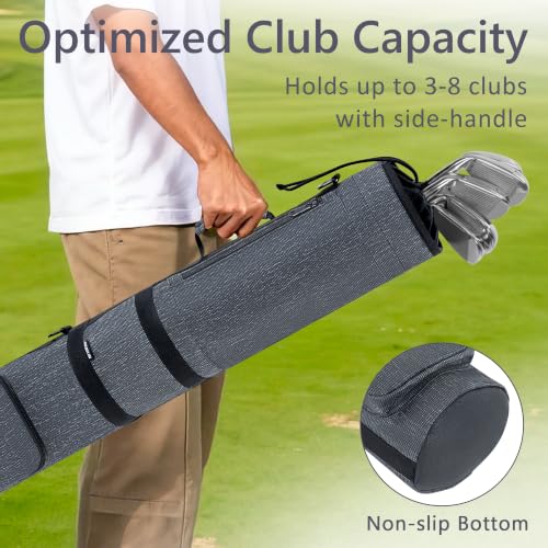 AKOZLIN Lightweight Golf Sunday Bag Golf Travel Carry Bag 3-6 Clubs Foldable Small Golf Bag with Shoulder Strap Black - color: Dark Grey