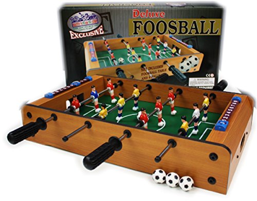 Matty's Toy Stop Deluxe 20" Wooden Table Top Air Hockey (Extra Pucks) & Foosball (Soccer) (Extra Balls) Games Gift Set Bundle - 2 Pack