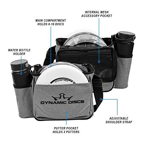 Dynamic Discs Cadet Disc Golf Shoulder Bag | Small Disc Golf Bag, 10-12+ Discs Capacity | Great for Beginners | Lightweight & Durable | Sling over Shoulder to Carry Easily - color: Heather Gray