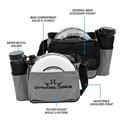 Dynamic Discs Cadet Disc Golf Shoulder Bag | Small Disc Golf Bag, 10-12+ Discs Capacity | Great for Beginners | Lightweight & Durable | Sling over Shoulder to Carry Easily - color: Heather Gray