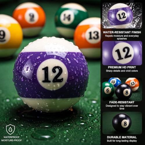 Outus Pool Table Ball Set with Accessories, 16 Billiard Balls 2-1/4" Regulation Set with Triangle & Diamond Rack, Chalk, Gloves & Towel, Spot Stickers, Starter Kit for Game Room & Bar - style: Standard Style