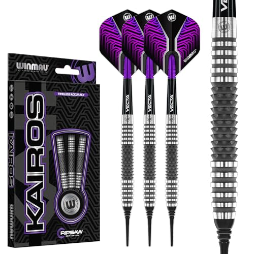 Winmau Darts Callisto Series 90% Professional Tungsten Soft Tip Darts Set with Dart Flights and Dart Shafts (Stems) - Available in 18g Weight and Three Styles - size: 18G, style: Kairos 2