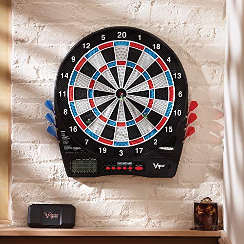 Viper Showdown Electronic Dartboard, 15.5 in Regulation Target, 32 Games, 590 Options, Battery Powered, 6 Darts Included, Black