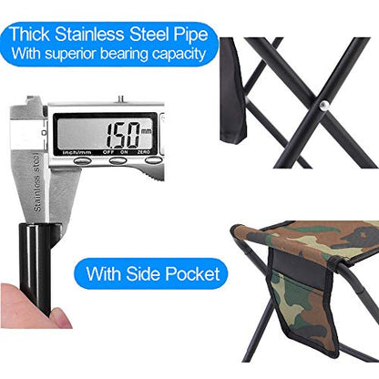 Mini Portable Folding Stool, Camping Fishing Stool for Adults Fishing Hiking Gardening and Beach with Carry Bag, Hold Up to 450lbs(Camouflage) - size: 10.6"D x 10.6"W x 11"H