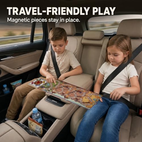 TRAVOFUN Exodus Magnetic Board Games for Kids Ages 3-5+, Foldable Travel Games & Bible Toys, Christian Snake and Ladders Family Game for Road Trip Activities & Sunday School Gifts - style: Exodus Adventure