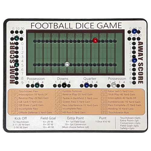 Football Dice Board Game – Fun Wooden Tabletop Game for Family Game Night, Icebreaker, and Parties – Exciting Dice Football Game with Dice Tray, Perfect for Adults
