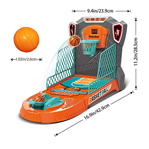 Basketball Shooting Game Toy, Desktop Table Basketball Games Set with Basketball Court, Move Basket, Light and Score Fun Sports Novelty Toy for Birthday Gifts