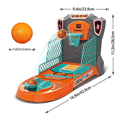 Basketball Shooting Game Toy, Desktop Table Basketball Games Set with Basketball Court, Move Basket, Light and Score Fun Sports Novelty Toy for Birthday Gifts