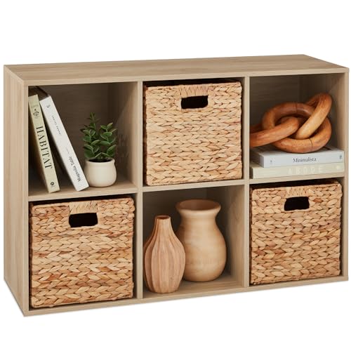 Best Choice Products 6-Cube Storage Organizer, 11in Shelf Opening, Bookcase, Display Shelf, Customizable w/ 3 Removable Back Panels – Light Oak - color: Light Oak, size: 6-Cube, 11in Shelf Opening, No Legs