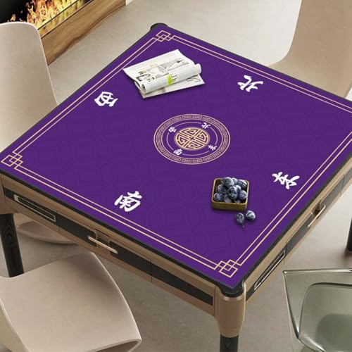 Mahjong Mat, Non-Slip Noise Reducing Game Mat, 31.5 Inch Mahjong Table Mat,Mahjong Mat with Cloth Bag and Carton Storage,Suitable for Mahjong, Dominoes, Solitaire and Other Games. (Purple) - color: Purple