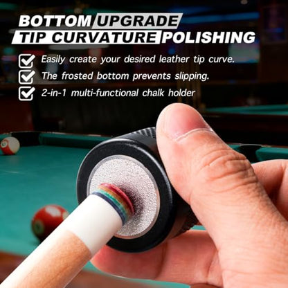 TAOM Upgrade Pool Chalk Holder Round Shaped Practical Tool Billiards Accessories Magnetic Mini Chalk Tip Case Container Round Box Billiards,Cue Tip Tool Scuffer Shaper - color: 1-Gift Set-Black with V10 Blue