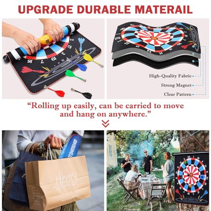 Ranslen Magnetic Dart Board for Kids and Adults, Double Sided Board Games with 15pcs Magnetic Darts, Boy Gifts Dartboard Toys Gift for Age 6 7 8 9 10 11 12 Year Old Boys