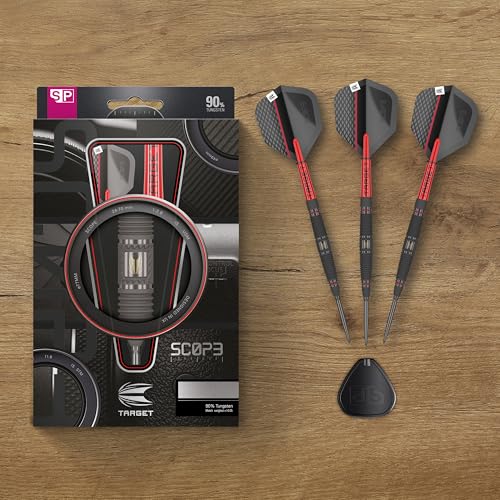 Target Darts Scope Steel Tip Swiss Point Darts, 90% Tungsten Dart Set | Steel Tip Dart, Red & Black Darts, Professional Dart Set with Swiss Points & Tool | Barrel 01/02/03/04 –21G/22G/23G/24G/25G - size: 23G, style: Barrel 04