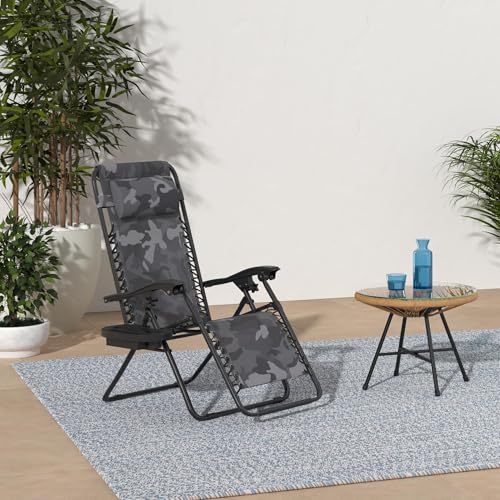 Best Choice Products Set of 2 Adjustable Steel Mesh Zero Gravity Lounge Chair Recliners w/Pillows and Cup Holder Trays - Camoflage - color: Camouflage, size: Standard